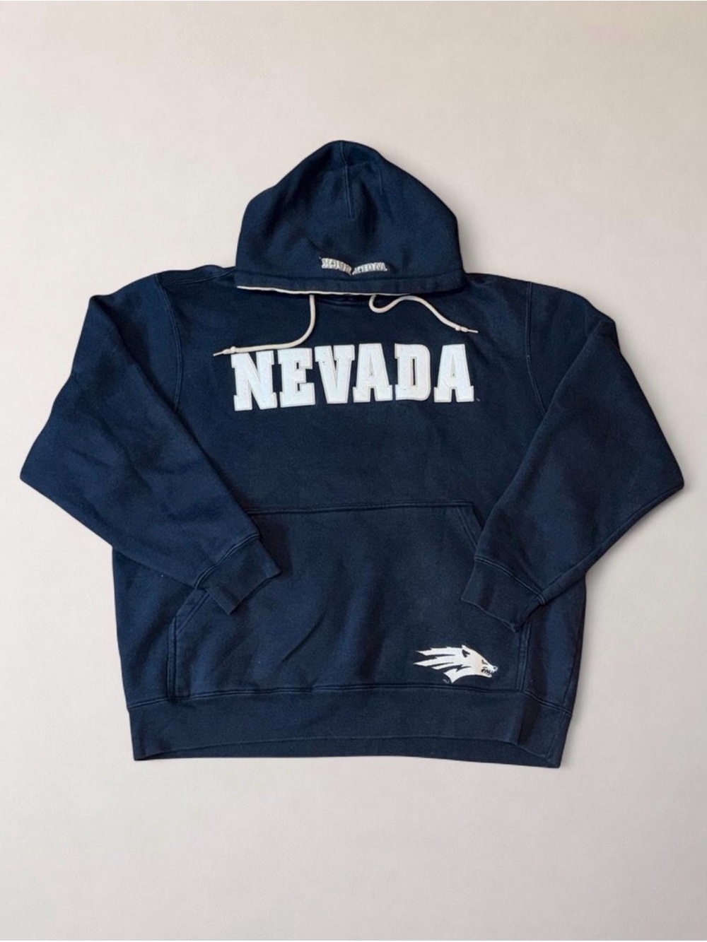 Nevada Wolf Pack Navy Oversized Collegiate Varsity Hoodie Sweatshirt